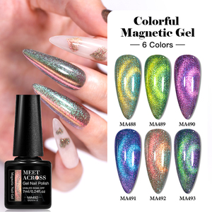 MEET ACROSS Soak Off UV LED Nail Gel Varnish Glitter 9D Magnet Nails Black Base Gel 7ml Cat Magnetic Gel Polish - Product Image 2
