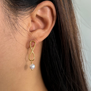 GPE49 RINNTIN Fashion <strong>Infinity</strong> <strong>Earrings</strong> Pearl <strong>Earrings</strong> 925 Sterling <strong>Silver</strong> 14K Gold Plated <strong>Earrings</strong> for Women - Product Image 3