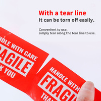 Rouleau d'autocollants adhésifs fragiles rouges 2'' x 3'' avec avertissement de maniement avec soin pour l'emballage du verre - Étiquettes fragiles pour le verre