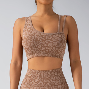 Vêtements de yoga à imprimé léopard Sous-vêtements de fitness pour femmes Soutien-gorge de yoga pour la course en plein air Soutien-gorge de sport à coupe basse - Product Image 4