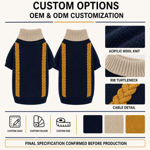 Pulls en tricot à col roulé pour chien, tricot torsadé, pull chaud pour animaux de compagnie, pour chiens de taille moyenne et grande, vêtements d'hiver pour tous les jours - Product Image 2