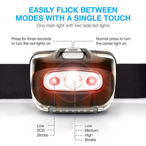 Vente en gros de <span class=keywords><strong>bandeau</strong></span> réglable, lampe frontale à LED, lumière rouge et blanche, lampe frontale à batterie sèche pour le camping et la pêche - Product Image 3