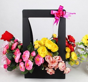 Flower Packaging Gift Box Waterproof Paper Portable Flower Basket For Holiday