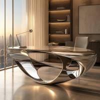 Artisanat métallique en forme de bureau, forgé à la main, poli miroir, en acier inoxydable de luxe, design tendance, personnalisé pour bureau et hôtel