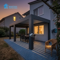 Pergola autoportante en aluminium écologique Sweet Home avec toit rétractable motorisé à lames orientables pour extérieur, au design épuré