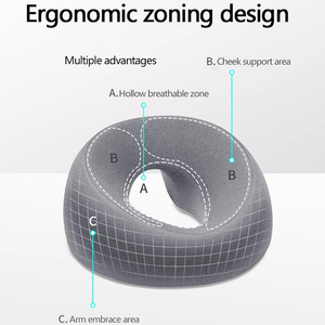 وسادة وسادة وجه دائرية من رغوة الذاكرة وسادة دعم الرقبة مع غطاء قابل للإزالة - Product Image 6