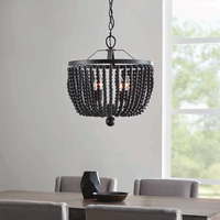 Collection de lustres en perles de bois noires, luminaires suspendus de style farmhouse bohème pour salle à manger, chambre et entrée