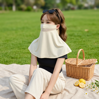 Masque de protection solaire intégral anti-UV en soie glacée de polyester uni pour femme Suameja, voile de protection solaire tendance à col court