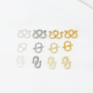 18K gold-plated <b>copper</b> seed-shaped buckle, S-shaped, W-shaped, M-shaped DIY necklace accessory, <b>bracelet</b>/ankle connector, - Product Image 1