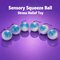 Lot de 6 balles anti-stress à presser en gel Ice Flow, coque souple transparente, cœur bleu, pour bureau, cadeau, bureau