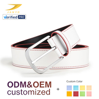Ceinture en cuir de vachette personnalisée bicolore à bords contrastants pour hommes, avec boucle ardillon simple en métal argenté, large ceinture de taille – Vente en gros