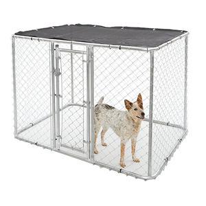 Chenil d'extérieur pour chien avec toit, grande niche robuste avec portes d'alimentation, enceinte en métal pour chien, pour jardin, arrière-cour et ferme - Product Image 5