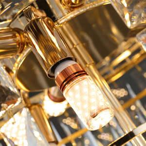 Lustre de luxe personnalisé moderne villa maison hôtel or long escalier led suspension en cristal - Product Image 5