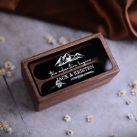 Boîte en noyer massif pour bijoux de mariage DIY, avec couvercle transparent et logo personnalisé, vente en gros