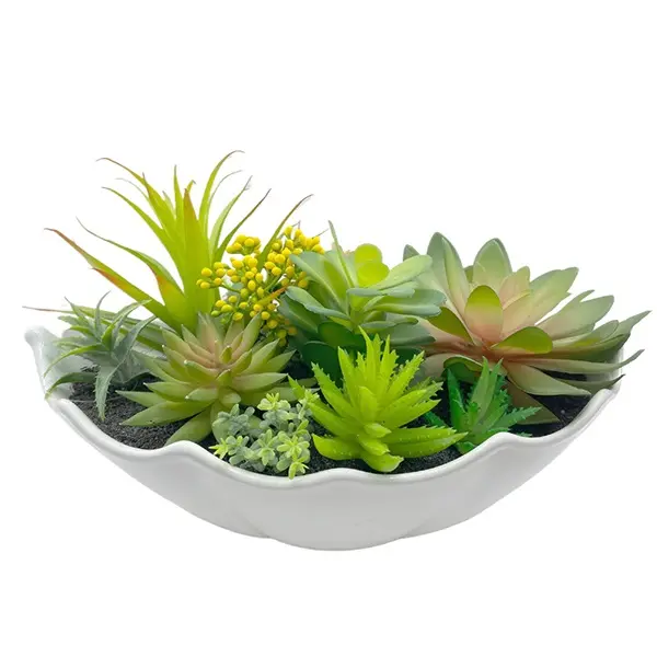 Tizen Indoor Decoration Simulation Bonsai Cactus Ornaments Artificial Succulent Green Plant Potted For Office Table