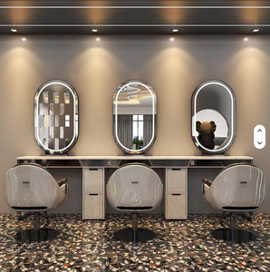 Hot Sale LED Lighting Hair Salon Mirror Station Barber Shop Styling Design Mirror Lockers Furniture for Hair Salons - Product Image 3
