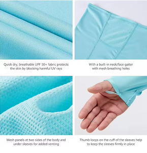 <span class=keywords><strong>Camicia</strong></span> da Pesca Personalizzata in Poliestere <span class=keywords><strong>a</strong></span> <span class=keywords><strong>Maniche</strong></span> <span class=keywords><strong>Corte</strong></span> con Protezione UV, Cappuccio e Design Sublimato SPF UPF 50 - Product Image 3