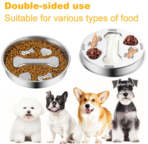 ชามอาหารสัตว์เลี้ยงรูปทรงกระดูก 2 ใบ ทำจากสแตนเลส ช่วยให้สัตว์เลี้ยงกินอาหารช้าลง เหมาะสำหรับสุนัขพันธุ์เล็กและขนาดกลาง - Product Image 5