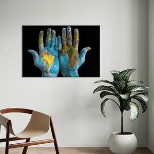Tableau sur <span class=keywords><strong>toile</strong></span> imprimé de la <span class=keywords><strong>carte</strong></span> <span class=keywords><strong>du</strong></span> <span class=keywords><strong>monde</strong></span> – Décoration murale sur le thème de l'unité mondiale pour le bureau/la maison - Product Image 5