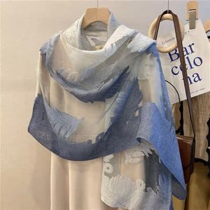 Scialle tridimensionale da donna in stile coreano in Organza <span class=keywords><strong>rosa</strong></span> lunga sciarpa in garza con taglio floreale a doppio uso per primavera/autunno/estate - Product Image 2