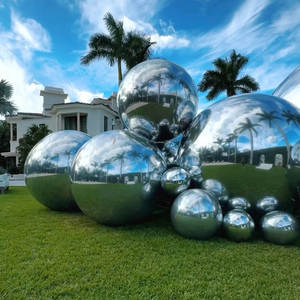 Two Layers PVC Outdoor Metallic Big Shiny Balls Inflatable Giant Balloon Mirror Silver Smooth <strong>Decorative</strong> Shiny Balls