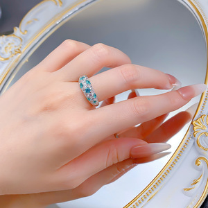 Bague demi-cercle en argent sterling 925 <span class=keywords><strong>vert</strong></span> elfe avec sertissage pavé de diamants pour femme - Product Image 4