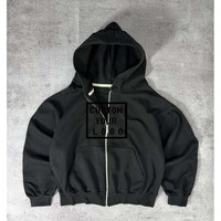 Vente en gros de sweats à capuche zippés pour hommes, personnalisables avec logo, coupe courte, oversize, épaules tombantes, doublés polaire, style streetwear