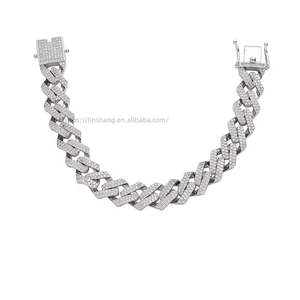 13Mm Tongue Button Head Rhombus Cuban <b>Bracelet</b>, Single Row Full of Zirconium Hip-hop <b>Bracelet</b> Tanjing Fashion Lijing Necklace - Product Image 5