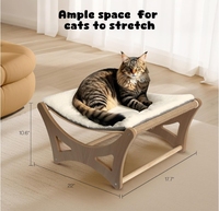 Lit hamac multifonctionnel en bois pour chat avec tapis à gratter en sisal naturel Lit rectangulaire surélevé pour chat d'intérieur