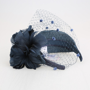 PP Braid Base Satin Wrapped <strong>Headband</strong> Fascinator <strong>Veil</strong> Dot Trim Accessory Fascinator Feather Flower <strong>Headband</strong> for Party - Product Image 5