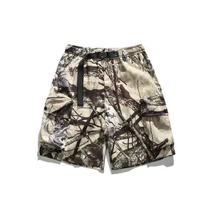 Shorts de verão masculino Cargo Calças Shorts com bolsos Desenho de renda personalizado Camuflagem tecido de algodão casual atacado