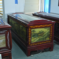 Ataúd Funerario de Madera Sólida de Alta Calidad, Estilo Americano, con Sistema de Enfriamiento de Aire Integrado, Ataúd de Cobre Exquisito