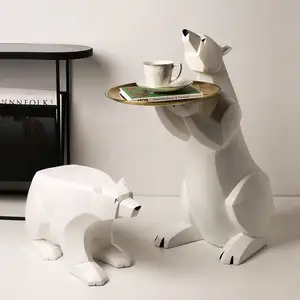 2021 الحديثة معيشة القطبية الدب تصميم طاولة التلفاز ضوء الفاخرة ميسا دي Apoio عارضة الطابق حامل الحيوان ديكور نهاية الجدول