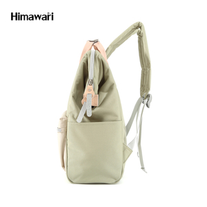 <span class=keywords><strong>Himawari</strong></span> 2022 nuevo Color llevar 14 pulgadas portátil verde Beige impermeable poliéster mochila escolar con carga Usb - Product Image 3