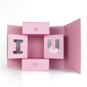 Contenitore di bellezza in cartone di lusso personalizzato con <span class=keywords><strong>calendario</strong></span> dell'avvento in rilievo Valenrine Countdown Box regalo regalo di bellezza - Product Image 1