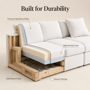 Luxury Modern <strong>L</strong> <strong>Shape</strong> Modular Sectional <strong>Sofa</strong> White Plush Fabric Living Room Couch - Product Image 5