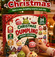 Calendrier de l'Avent de Noël - 24 figurines mignonnes en forme de boulettes et pains vapeur, jouets compressibles, surprise de vacances, en thermoplastique, promotionnel