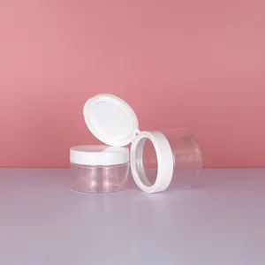 Wide Mouth PET Clear Cream Jar 50ml 200ml 250ml Body Scrub Conditioner Jar Round Transparent Plastic Jar with Flip Top Lids
