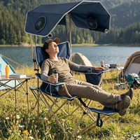 Chaise de camping pliable portable avec auvent, ventilateur et repose-pieds amovible, légère et compacte, idéale pour la plage et les pique-niques