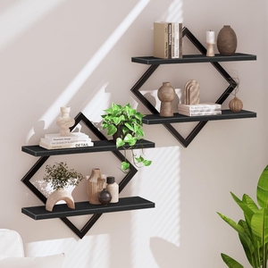 Étagère <span class=keywords><strong>murale</strong></span> flottante en <span class=keywords><strong>bois</strong></span> rustique, organisateur de rangement pour <span class=keywords><strong>cuisine</strong></span> et salon, résistant à l'eau, étagère multifonctionnelle - Product Image 4