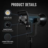 CL300 MAX Professionnel 300W DMX512 COB LED Vidéo, Lumière de Scène à Double Température de Couleur 2700K-6500K pour Studio et Diffusion en Groupe