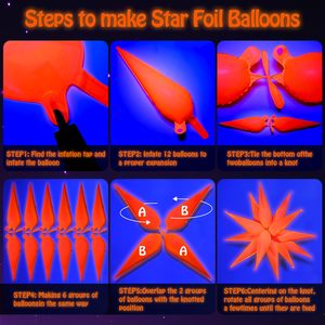 Kit de ballons étoiles fluorescents écologiques pour fêtes de Noël, arches/guirlandes néon en feuille d'aluminium pour anniversaires - Product Image 4