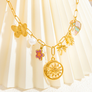 สร้อยคอจี้สแตนเลสสตีลสำหรับผู้หญิง ชุบทอง 18k จี้รูปดอกทานตะวัน สร้อยคอคล้องไหปลาร้า ของขวัญเครื่องประดับ - Product Image 2