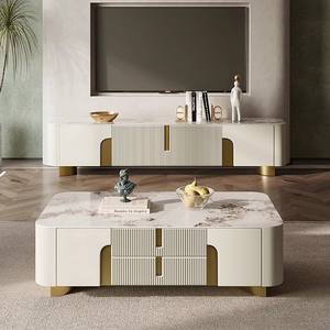 Salon moderne, meuble <span class=keywords><strong>TV</strong></span> de luxe en marbre, <span class=keywords><strong>pied</strong></span> doré, table basse console, meuble <span class=keywords><strong>TV</strong></span> avec rangement - Product Image 6