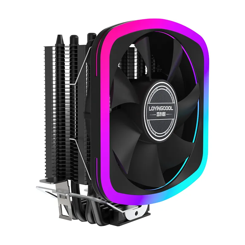 Lovingcool OEM สไตล์ใหม่สําหรับเล่นเกม PC คูลเลอร์หม้อน้ํา CPU ชุบนิกเกิลคูลลิ่งครีบ RGB CPU Air Cooler พร้อมพัดลมระบายความร้อน 120 มม.