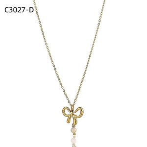 เอมี่ เอมี่แฟชั่นสร้อยคอจี้เงินชุบรูปโบว์ประดับมุกเทียมของผู้หญิงเครื่องประดับประจำวันของขวัญสร้อยคอโซ่ - Product Image 2