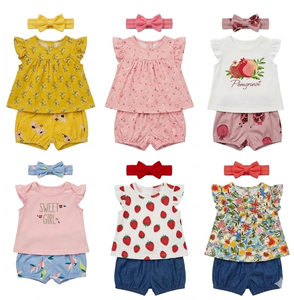 Conjunto de 2 Piezas de Camiseta de Manga Corta y Pantalones Cortos para Niños, Diseño Aleatorio, Algodón, Estilo Casual Diario - Product Image 2