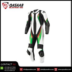 Costumes de moto en cuir pour hommes, étiquettes personnalisées à rayures de couleurs, en vente - Product Image 2