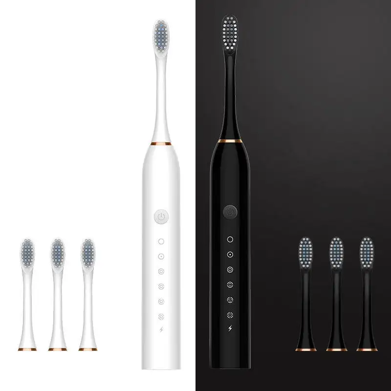 Kit spazzolino elettrico ricaricabile USB 6 modalità sonico spazzolino elettrico 4 teste spazzolino da denti adulti spazzolino elettrico coppie