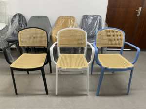 Sillas de Comedor Apilables de Ratán PP con Reposabrazos, Modernas, de Plástico, para Apartamentos, Hoteles y Restaurantes, Venta al Por Mayor - Product Image 2